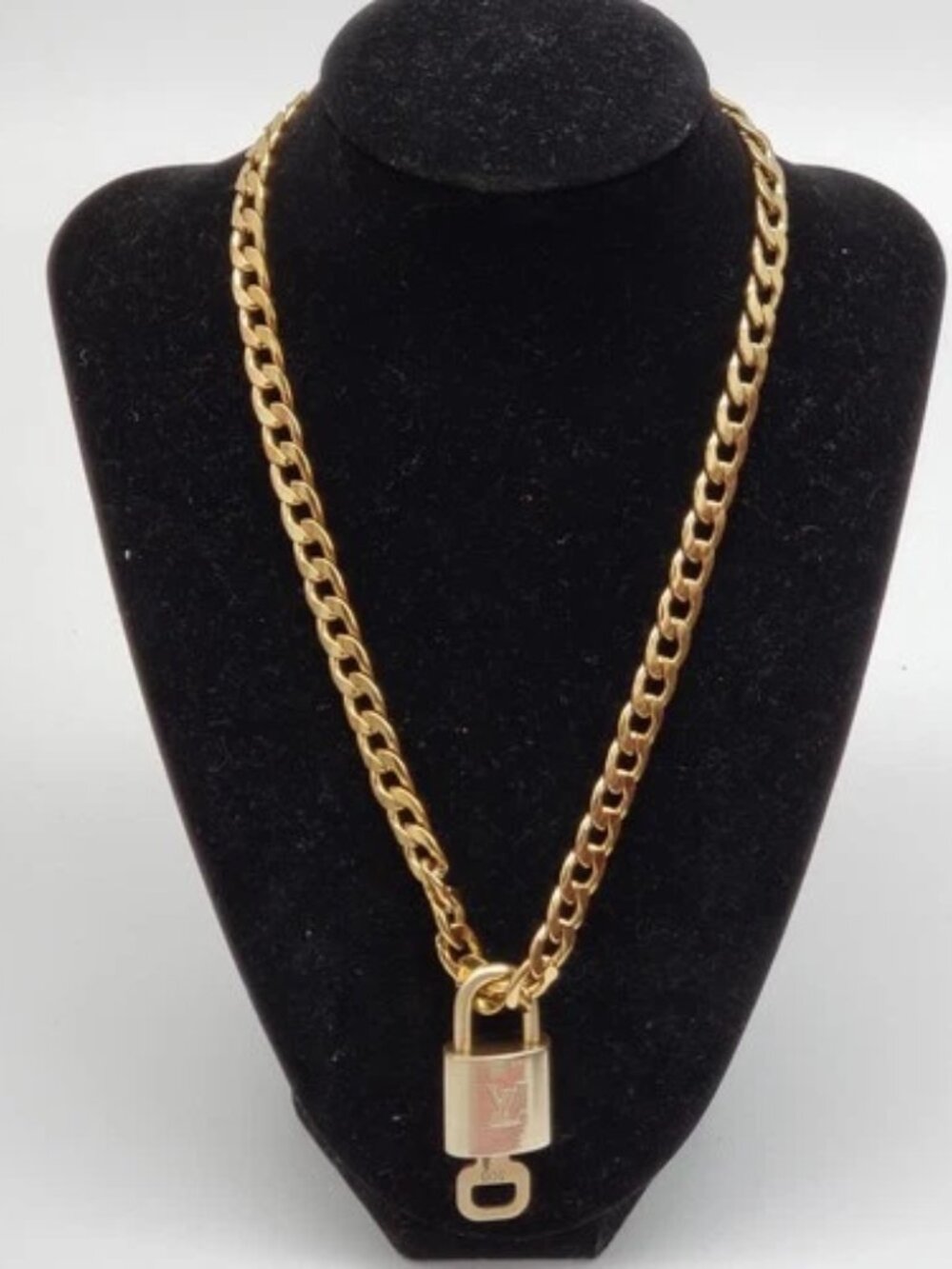 Gold-Plated Necklace with Authentic Louis Vuitton Padlock